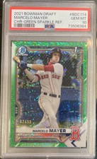 2021 Bowman Chrome Draft /99 Marcelo Mayer Green Sparkle Refractor PSA 10