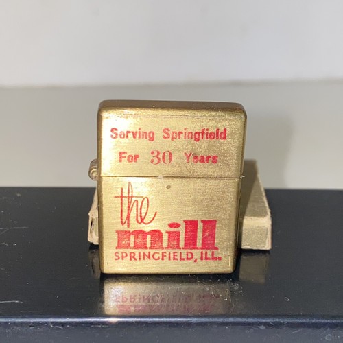 Vintage 1963 The Mill Springfield Illinois Brass Advertising Lighter
