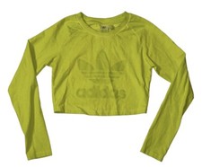 Preowned- Adidas L/S Trefoil Logo Crop Top Womens Size S