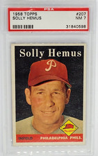 1958 Topps #207 Solly Hemus Card - Graded PSA 7 NM, Philadelphia Phillies