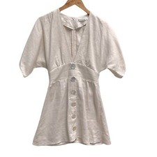Reformation Cream Linen Ty Dress Size 4