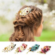 Women Boho Flower Hair Comb Floral Hair Pin Clip Wedding Bridal Hair Accessories