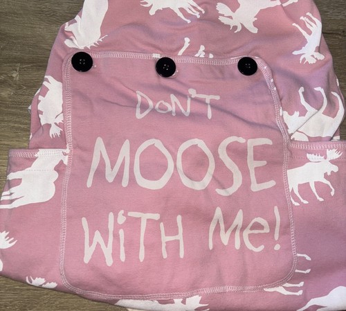 Women’s Lazy One Flap Jack Moose Print Pink Long Sleeve One piece XS - Picture 8 of 8