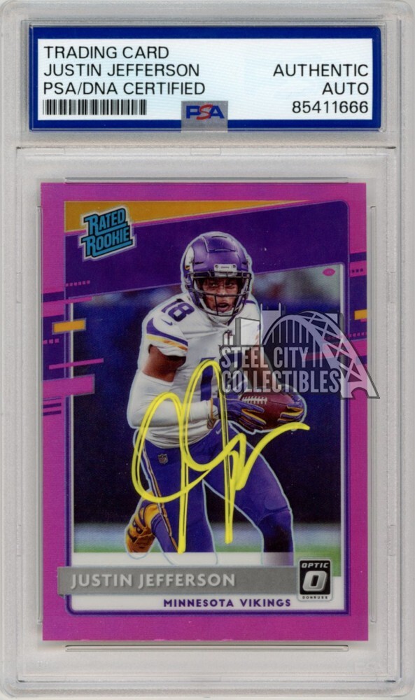 Justin Jefferson 2020 Panini Optic Pink Autograph Rookie RC #163 PSA/DNA (NL)