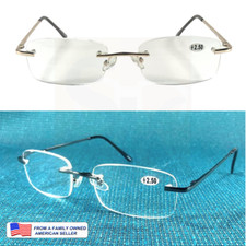FULL RIMLESS MEN'S WOMEN'S 1.00 to 4.00 READING GLASSES SPRING HINGES QUALITY