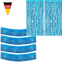 G2Plus 2 Eisblau Wellen Lametta Vorhang & 4 Blau Fransen Girlande