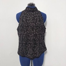 Adrianna Papell Boutique Vintage Black Silk Beaded Top Size XL