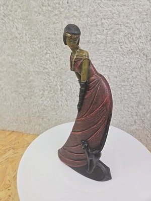 Parastone Glamouröse Lady Figur mit schwarzer Katze. 9,5  sehr guter Zustand  Mahagoni Prinzessin 