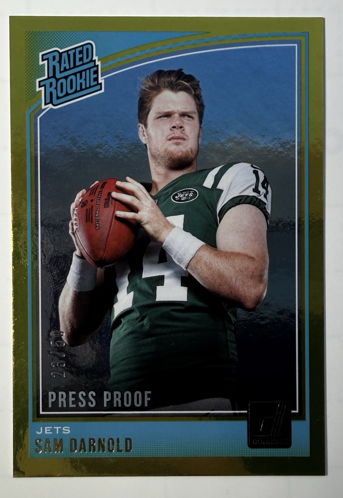 2018 Panini Donruss - Rated Rookie Sam Darnold #301 Press Proof Gold /50 (RC)