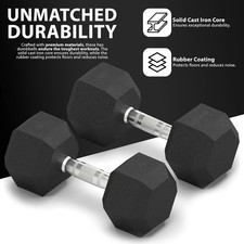 5kg-50kg Gym Weights Set Hex Dumbbells Cast Iron Rubber Encased Pairs /Single UK