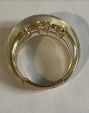 Pascal Morabito 18k Yellow Gold & Lucite 3 Oval Diamond Ring Vtg 750 Sz 6.25