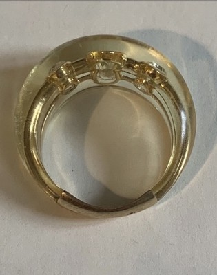 Pascal Morabito Resin 18k Yellow Gold 3 Oval Simulated Diamond Ring Vtg  Sz 6.25