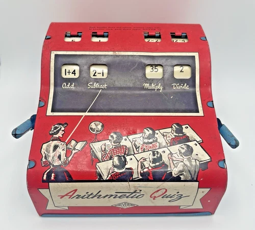 VTG Tin Wolverine Arithmetic Math Quiz 1950’s Machine Learning Toy USA *AS-IS*