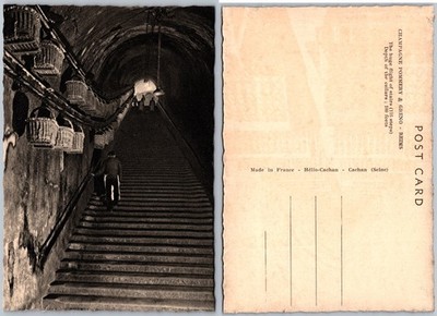 Continental Champagne Pommery Greno Reims Cellar Stairway Postcard