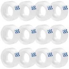 12 Rolls Clear Tape, Transparent Tape Refills for Dispenser, 1 Inch Core, 3/4...