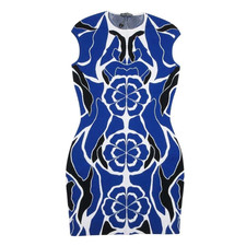 Alexander McQueen 2015SS Kaleidoscopic Floral Knit Mini Dress Blue White S Italy