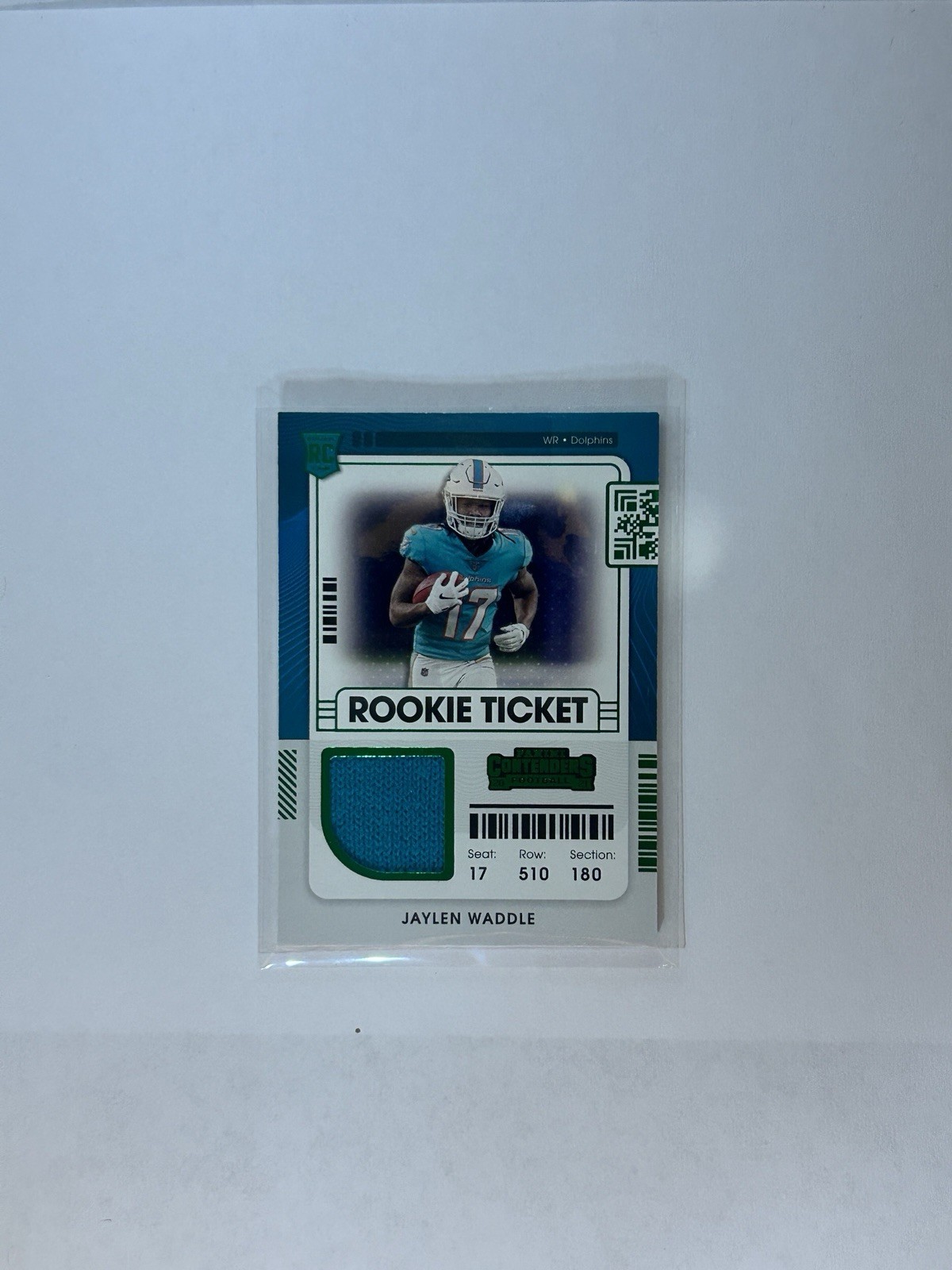 2021 Panini Contenders - Rookie Ticket Swatches Jaylen Waddle #RTS-JWA (MEM, RC)