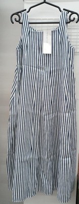 Max Mara Navy & White Sleeveless Dress 38, Approx 43'' Length