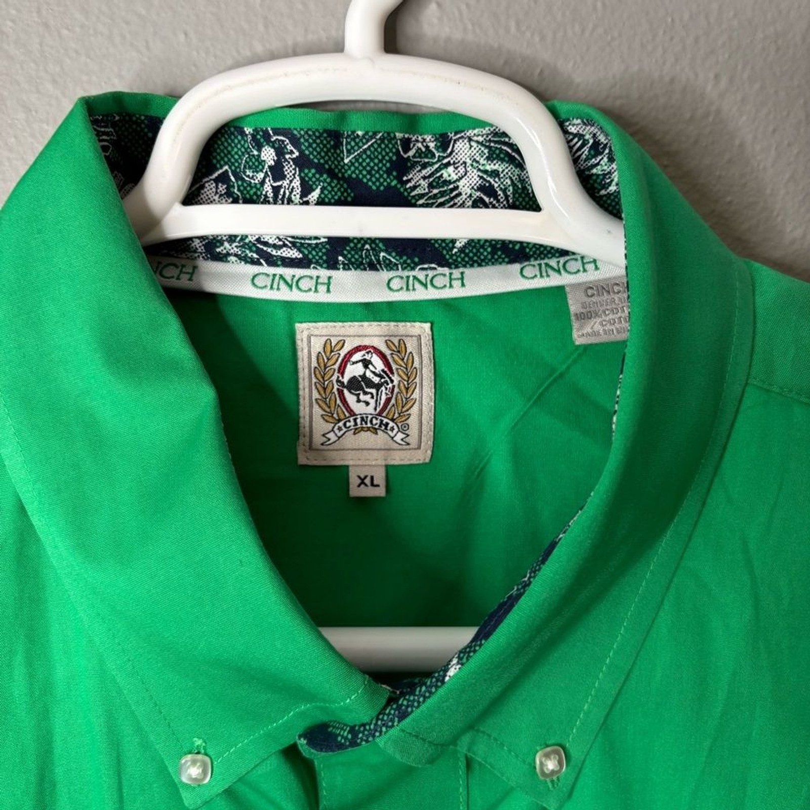 Cinch Square Button Down Green Western Shirt Size… - image 4