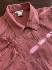 Alfred Dunner Mauve Jacket Blazer Embroidered Butterflies 14 Button Long Sleeve