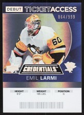 2021-22 Upper Deck Credentials #78 Emil Larmi 2020-21 Debut Ticket Access #/999