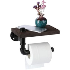 Toilet Paper Holder with Shelf, Industrial Wall Mounted Tissue Roll Hanger wi...