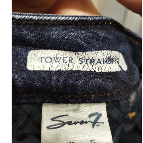 Seven7 Damengröße 14 W Tower gerades Bein dunkle Waschung kurz geschnitten Denim blau Jeans - Bild 5 von 7