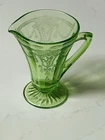 Vtg Anchor Hocking Cameo Ballerina Green Depression Uranium Glass Footed Creamer