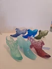 Fenton Glass Shoe Hobnail Cat Head Lot Of 6 - Daisy Button - Green Blue Milk Etc