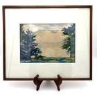 VTG 1928? Framed Matted Watercolor Landscape / Seascape Signed Aurora N. Z. 28