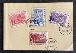 India 1950 Inauguration of Republic First Day of Issue (26 01 1950) SG329/332