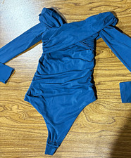 Aritzia Contour Women  s Blue Solid Long Sleeve One-Piece Bodysuit Size 2XS