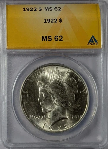 1922 Peace Silver Dollar ANACS MS-62