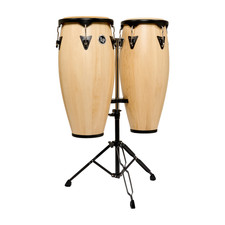 Latin Percussion 10"/11" City II Conga Set w/ Double Stand - Mango Natural Black