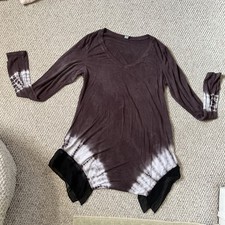 G Scent Plum/white Tie Dye Bottom V Neck Long Sleeve Top Size M