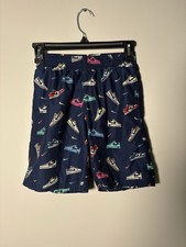 Nike Boys Multi Sneaker Volley Swim Shorts Trunks Navy Blue Shoe Print Youth M