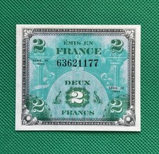 WW2 French 2 Franc 1944 Allied Occupation Currency France Banknote WWII Note