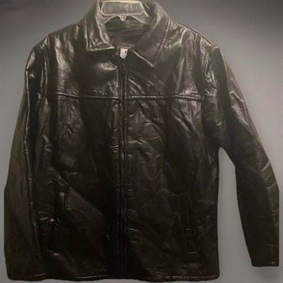 Vtg 80s DUKE HABAND BLACK LEATHER JACKET WITH FUR LINING MED