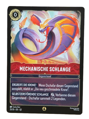 Disney Lorcana PROMO Mechanische Schlange 25/35 Q2 Rote Rückseite Sammler Event