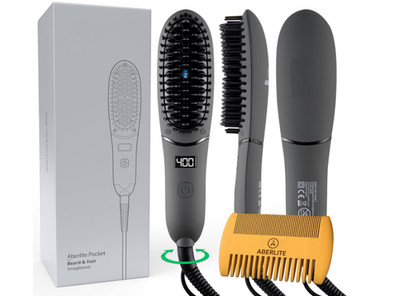 Cepillo alisador de barba compacto con tecnología iónica y antiescaldaduras. Nue