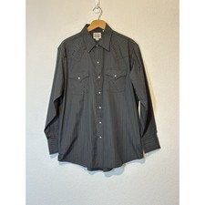 Vtg Ely Cattleman Men's Black Pearl Snap Rockabilly Western Shirt Size Large