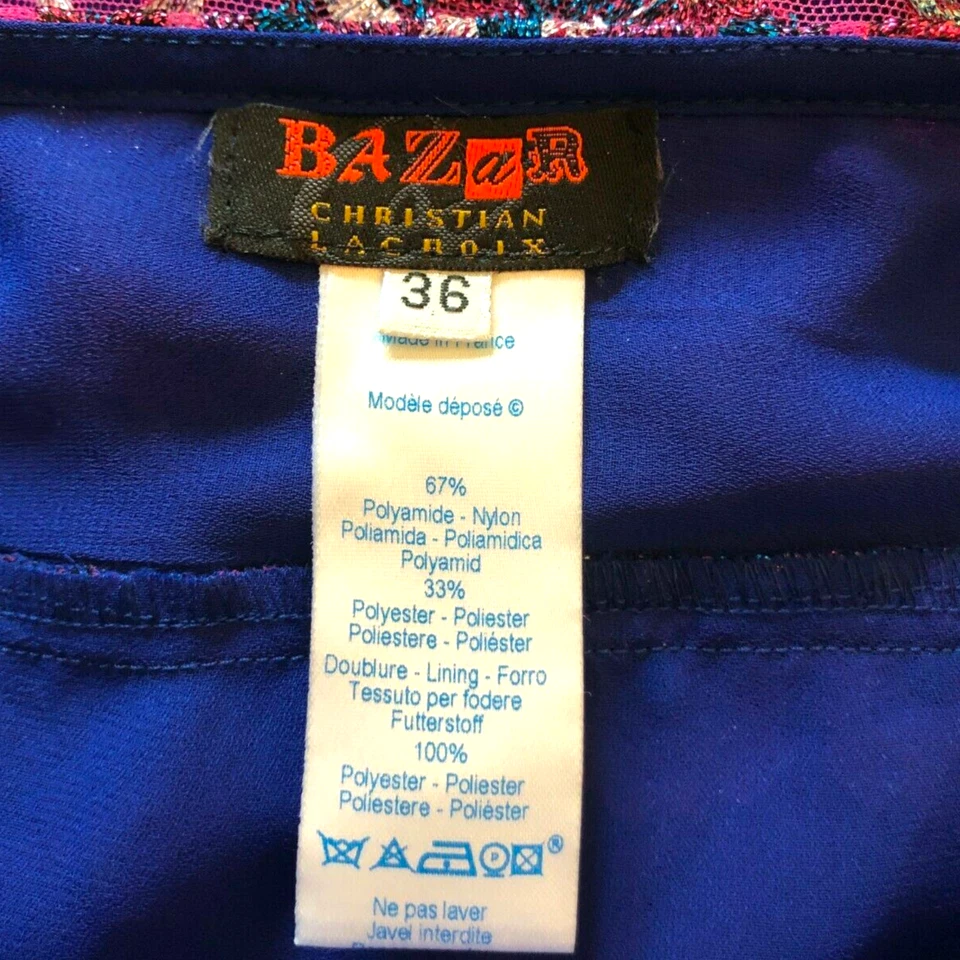 Minifalda Bazar Christian Lacroix Vintage Púrpura Bordada Reino Unido 8 EE. UU. 4 UE 34 Foto 4 de 4