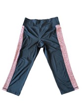 Ideology Women's Essentials Cropped Black Leggings With Side Stripe Size M