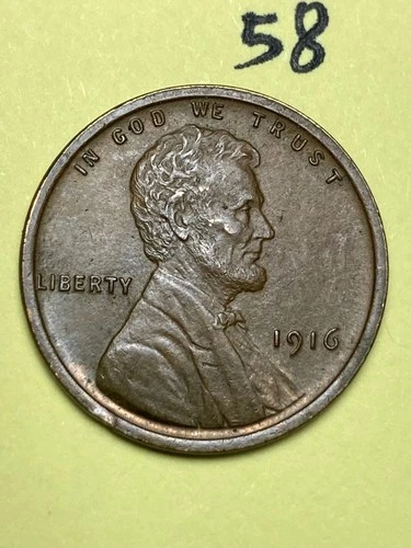 1916 LINCOLN WHEAT CENT,  high condition coin, XF/AU nice sharp details #58
