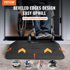 Upgraded Rubber Threshold Ramp 3 Rise Door Ramp with 1 Channel Natural