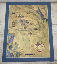 Vintage 1983 Map NAPA Valley Wineries Oceana Maps Northern California 20”x16”