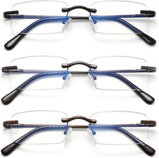 Frameless Reading Glasses Blue Light Blocking Rimless Computer Reader For men Li