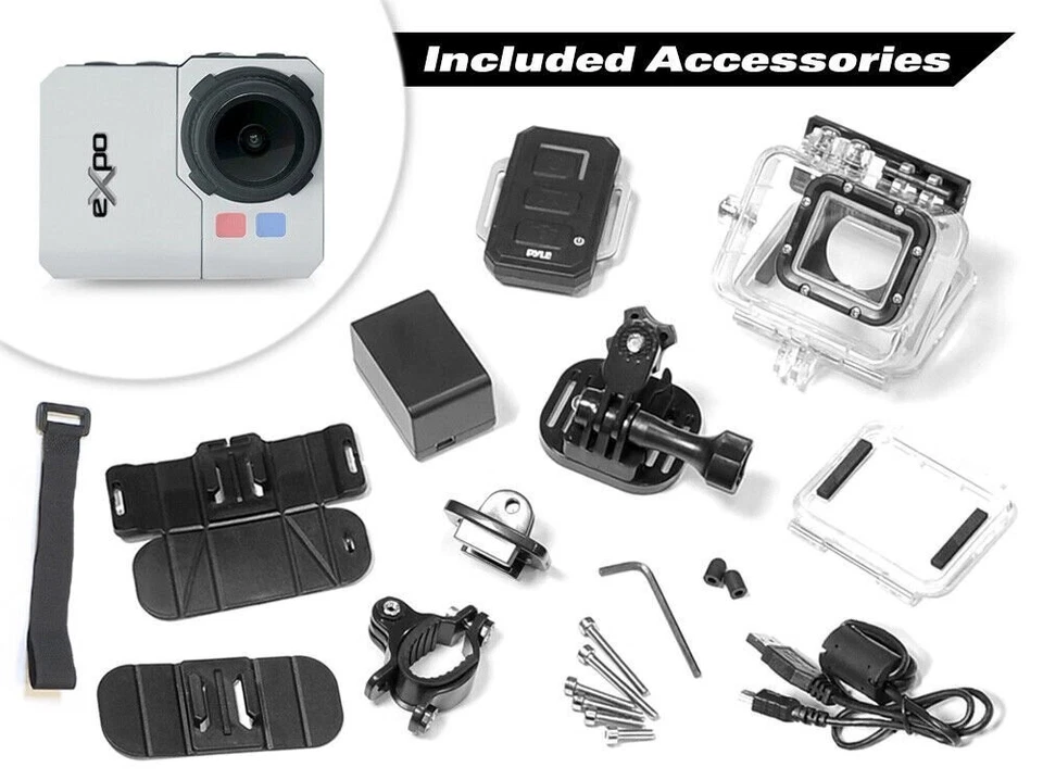 NEW Pyle Hi-Res Action Camera 20 Mega Pixel HD Video 2" LCD & Remote PSCHD90S - Image 4 of 4