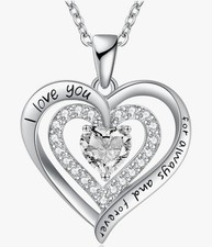 Necklaces for Women Birthstone Heart Necklace Jewelry for Wife Girl April