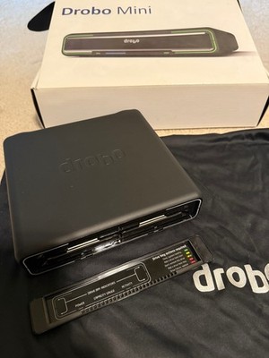Drobo Mini attached digital storage includes 4 1 TB HDDs and a 256Gb mSATA SSD